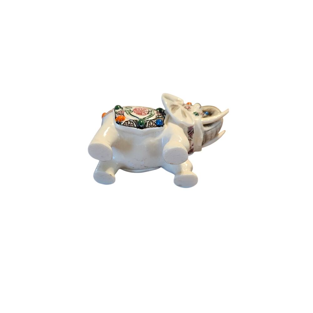 Hand painted vintage elephant trunk up boho decor figurine - Picture 5 of 5